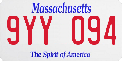 MA license plate 9YY094