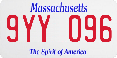 MA license plate 9YY096