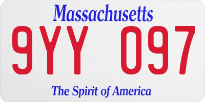 MA license plate 9YY097