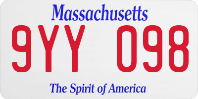 MA license plate 9YY098