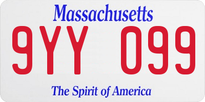 MA license plate 9YY099