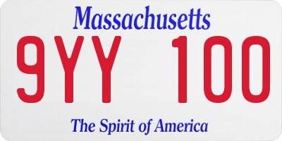 MA license plate 9YY100