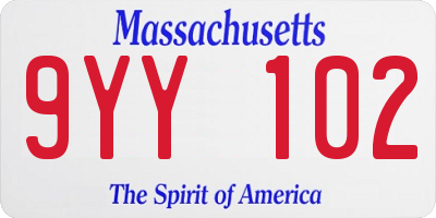 MA license plate 9YY102