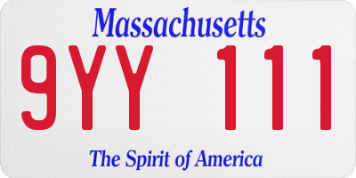 MA license plate 9YY111