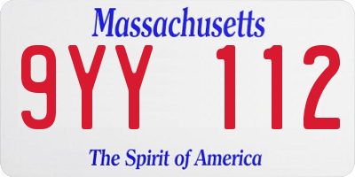 MA license plate 9YY112