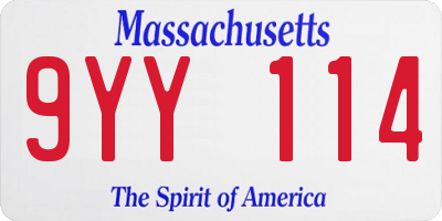 MA license plate 9YY114