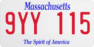 MA license plate 9YY115