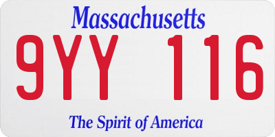 MA license plate 9YY116