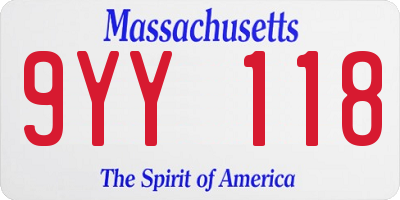 MA license plate 9YY118