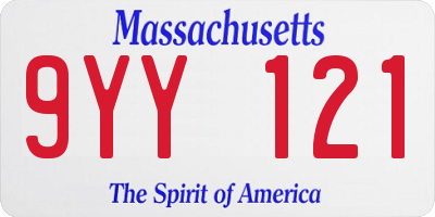 MA license plate 9YY121