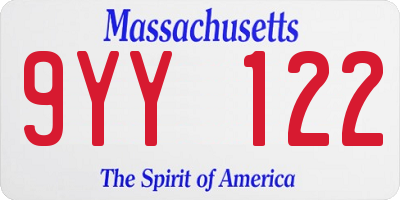 MA license plate 9YY122