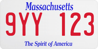 MA license plate 9YY123