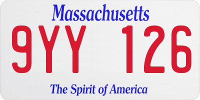MA license plate 9YY126