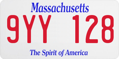 MA license plate 9YY128