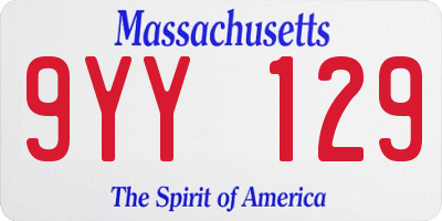 MA license plate 9YY129