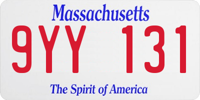 MA license plate 9YY131
