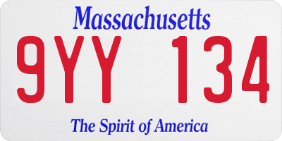 MA license plate 9YY134