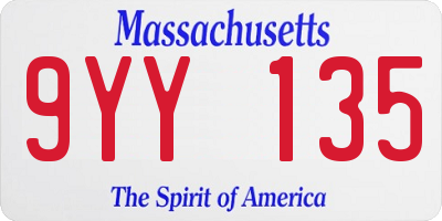 MA license plate 9YY135