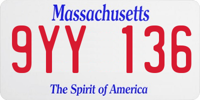 MA license plate 9YY136