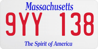 MA license plate 9YY138