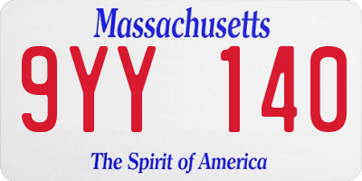 MA license plate 9YY140