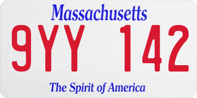 MA license plate 9YY142