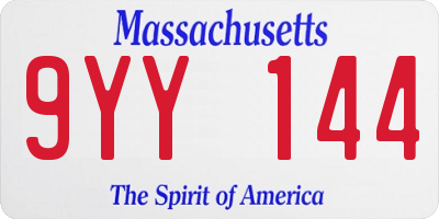 MA license plate 9YY144