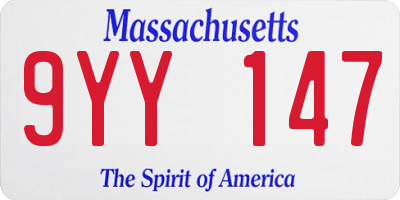 MA license plate 9YY147