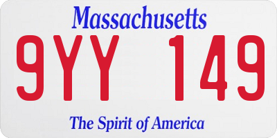 MA license plate 9YY149