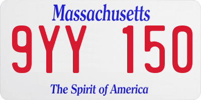 MA license plate 9YY150