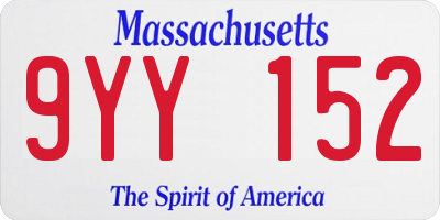 MA license plate 9YY152