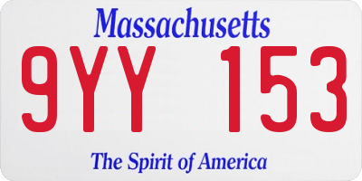 MA license plate 9YY153