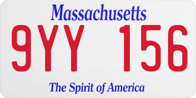 MA license plate 9YY156