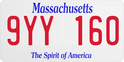 MA license plate 9YY160