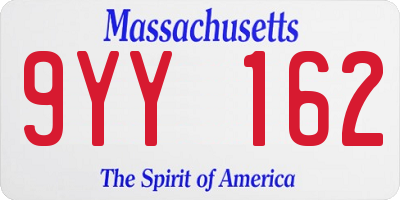 MA license plate 9YY162