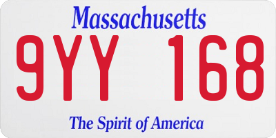 MA license plate 9YY168