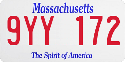 MA license plate 9YY172