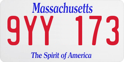 MA license plate 9YY173