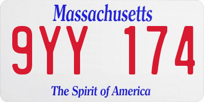 MA license plate 9YY174