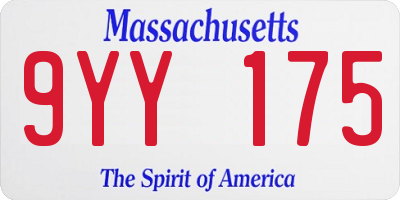 MA license plate 9YY175