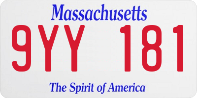 MA license plate 9YY181