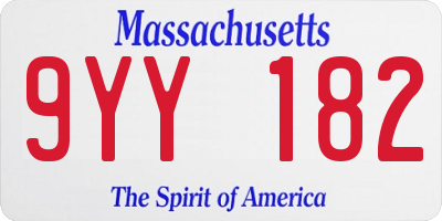 MA license plate 9YY182