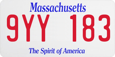 MA license plate 9YY183