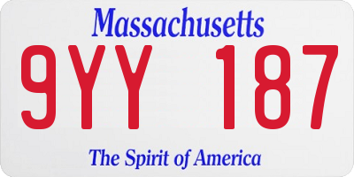 MA license plate 9YY187