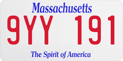 MA license plate 9YY191