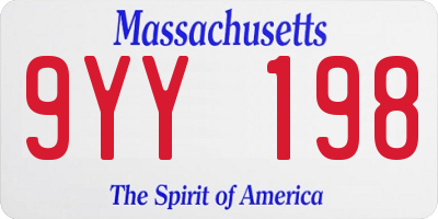 MA license plate 9YY198