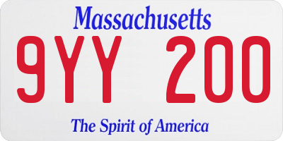 MA license plate 9YY200