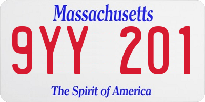 MA license plate 9YY201