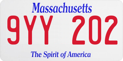 MA license plate 9YY202