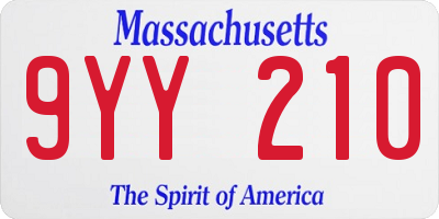 MA license plate 9YY210